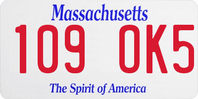 MA license plate 109OK5