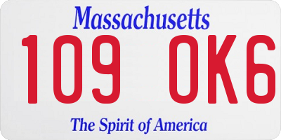 MA license plate 109OK6