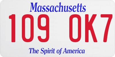 MA license plate 109OK7