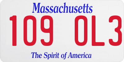 MA license plate 109OL3