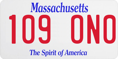 MA license plate 109ON0