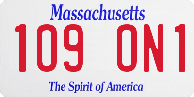 MA license plate 109ON1