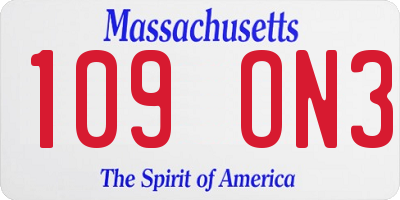 MA license plate 109ON3