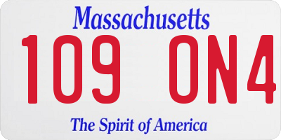 MA license plate 109ON4