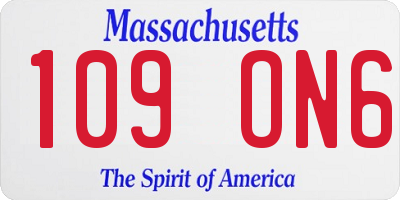 MA license plate 109ON6