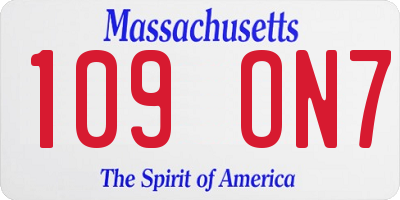 MA license plate 109ON7