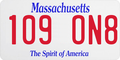 MA license plate 109ON8