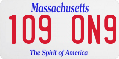 MA license plate 109ON9