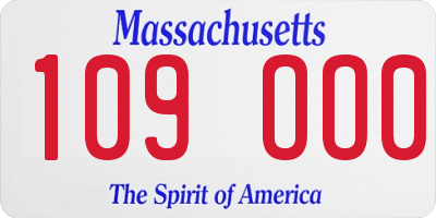 MA license plate 109OO0