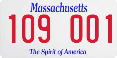 MA license plate 109OO1