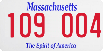 MA license plate 109OO4