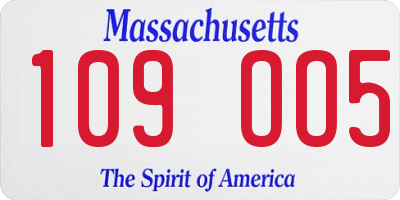 MA license plate 109OO5