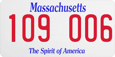 MA license plate 109OO6