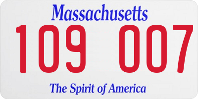 MA license plate 109OO7