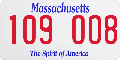MA license plate 109OO8