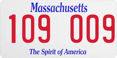 MA license plate 109OO9