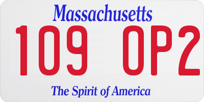 MA license plate 109OP2