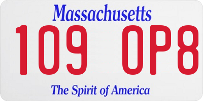 MA license plate 109OP8