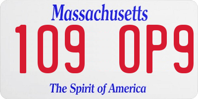 MA license plate 109OP9