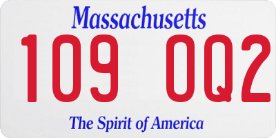 MA license plate 109OQ2