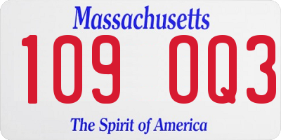 MA license plate 109OQ3