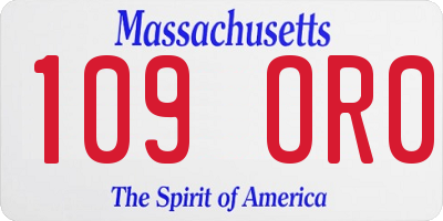 MA license plate 109OR0