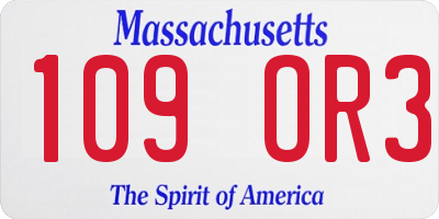 MA license plate 109OR3