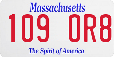 MA license plate 109OR8