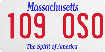 MA license plate 109OS0