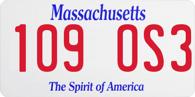 MA license plate 109OS3