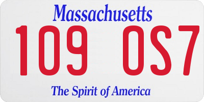 MA license plate 109OS7