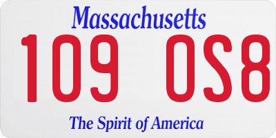 MA license plate 109OS8