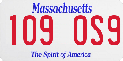 MA license plate 109OS9