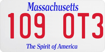 MA license plate 109OT3