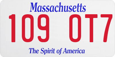 MA license plate 109OT7