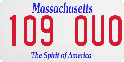 MA license plate 109OU0