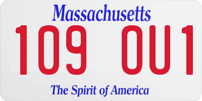 MA license plate 109OU1