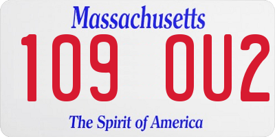 MA license plate 109OU2