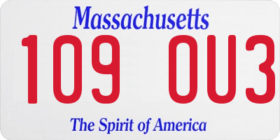 MA license plate 109OU3