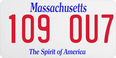 MA license plate 109OU7