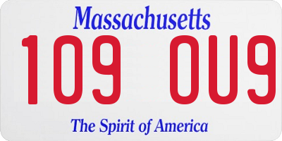 MA license plate 109OU9