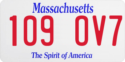MA license plate 109OV7