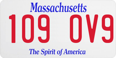 MA license plate 109OV9