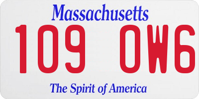 MA license plate 109OW6