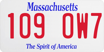 MA license plate 109OW7