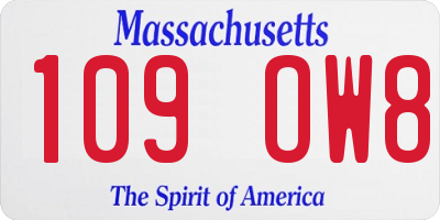 MA license plate 109OW8