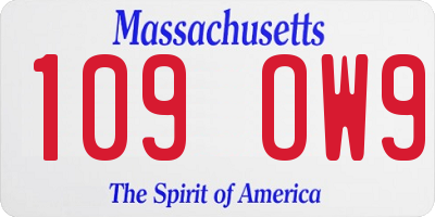 MA license plate 109OW9