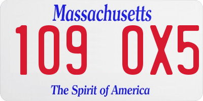 MA license plate 109OX5