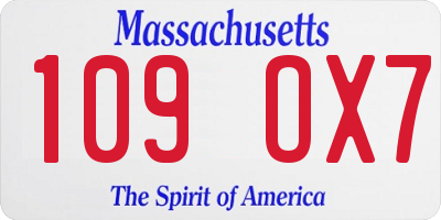 MA license plate 109OX7