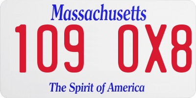 MA license plate 109OX8